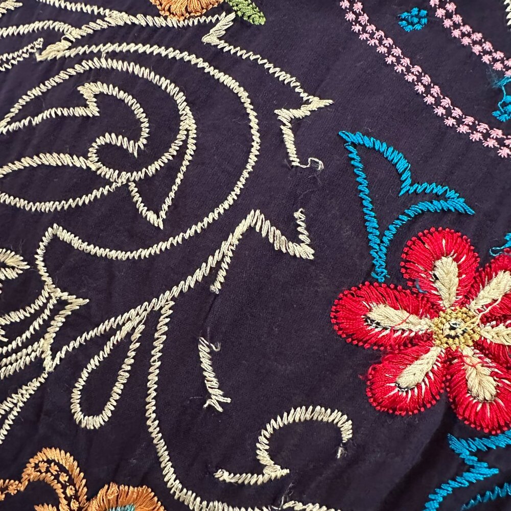 Maeve Anthropologie Kira Embroidered Tunic Dress Women's 10 Navy Blue - Picture 11 of 11
